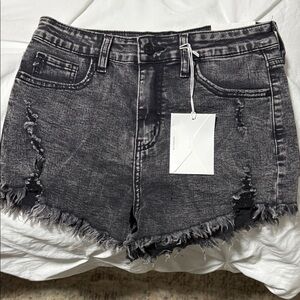 NWT KanCan Charcoal Distressed Jean Shorts size M